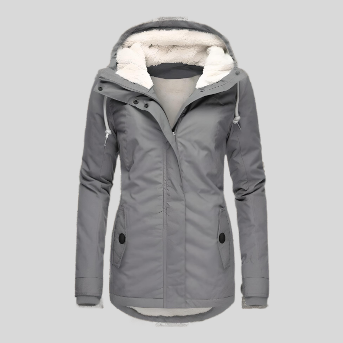 Damen Winterjacke Lang Regular Fit Kapuze Gefüttert Wasserdicht Winddicht Warm Alltag