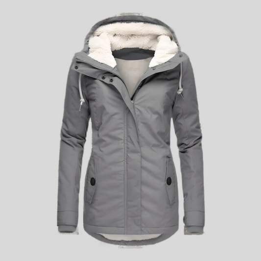 Damen Winterjacke Lang Regular Fit Kapuze Gefüttert Wasserdicht Winddicht Warm Alltag
