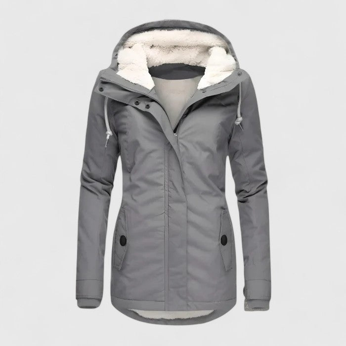Damen Winterjacke Regular Fit Wasserdicht Warm Gefüttert Kapuze Langer Schnitt Alltag Winddicht Regenfest Winter