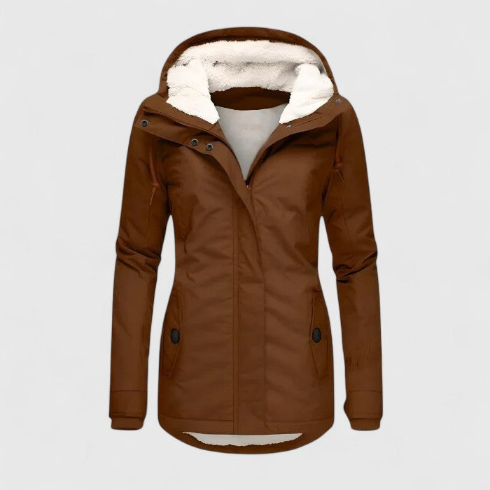 Damen Winterjacke Regular Fit Wasserdicht Warm Gefüttert Kapuze Langer Schnitt Alltag Winddicht Regenfest Winter