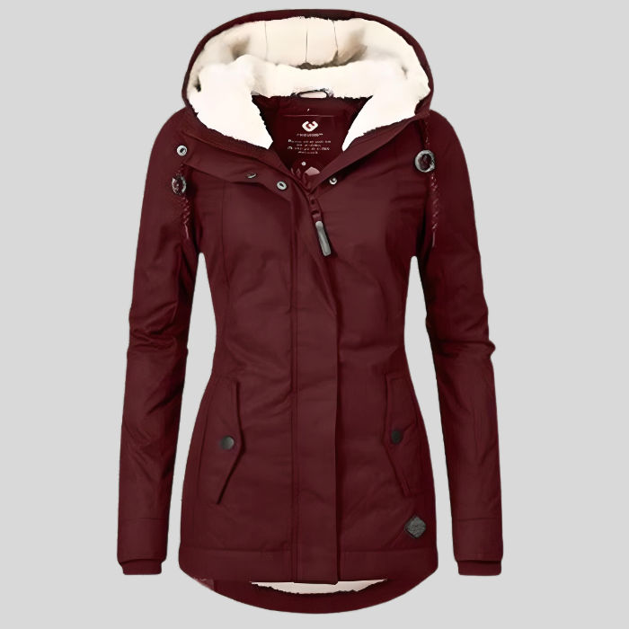 Damen Winterjacke Lang Regular Fit Kapuze Gefüttert Wasserdicht Winddicht Warm Alltag