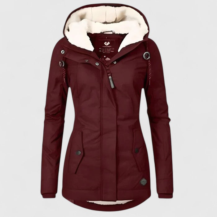 Damen Winterjacke Regular Fit Wasserdicht Warm Gefüttert Kapuze Langer Schnitt Alltag Winddicht Regenfest Winter