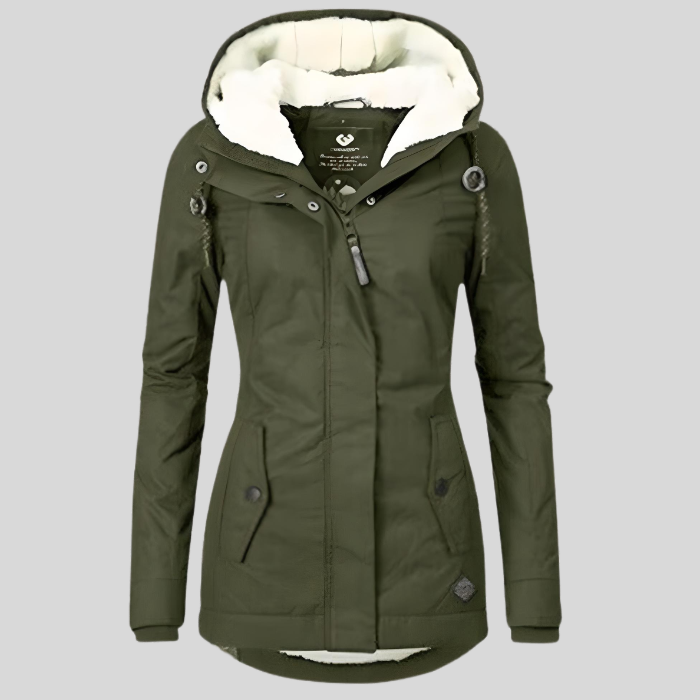 Damen Winterjacke Lang Regular Fit Kapuze Gefüttert Wasserdicht Winddicht Warm Alltag