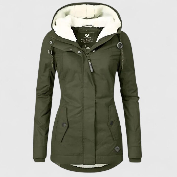 Damen Winterjacke Regular Fit Wasserdicht Warm Gefüttert Kapuze Langer Schnitt Alltag Winddicht Regenfest Winter