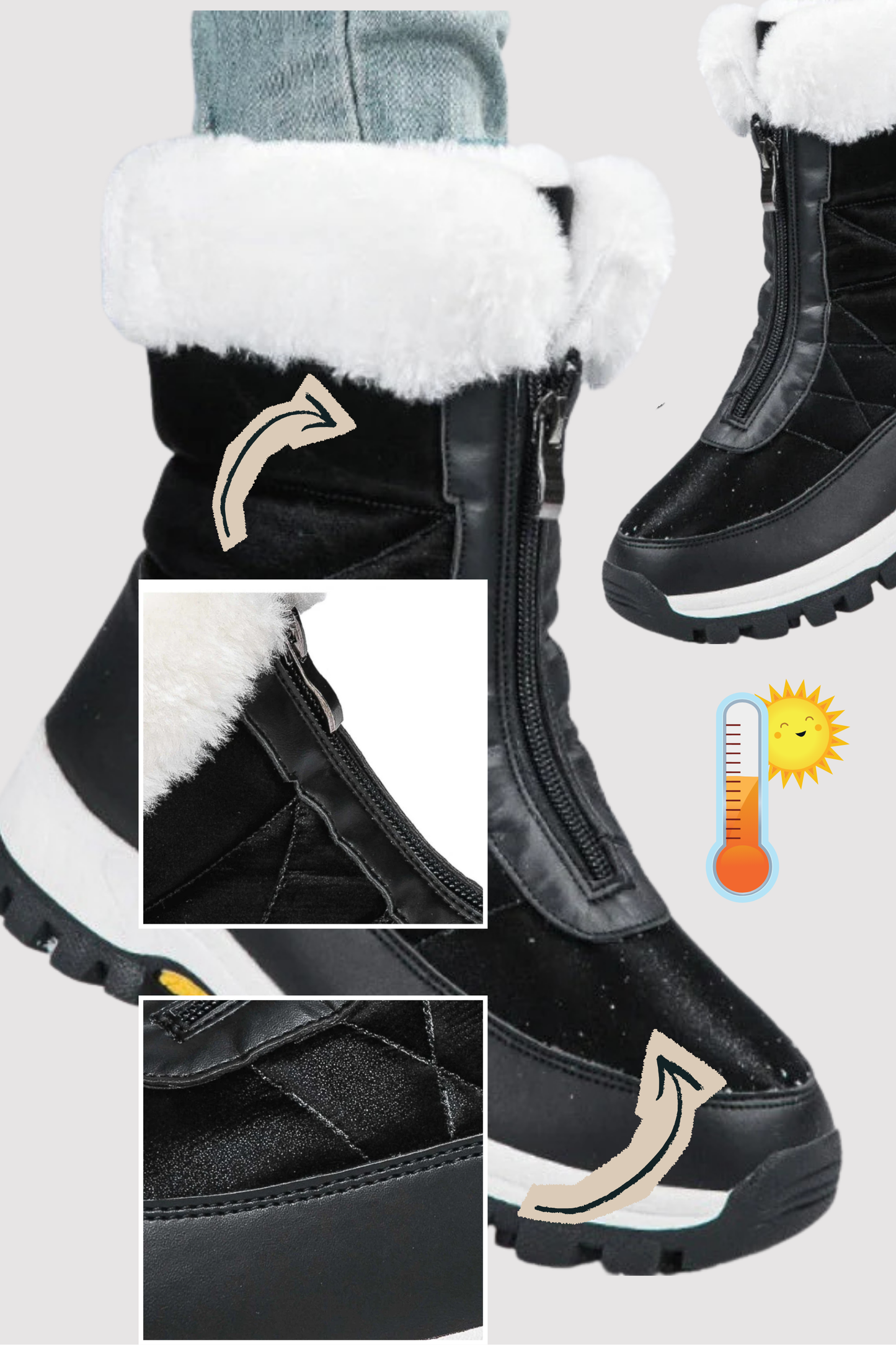 Damen Schneestiefel Reißverschluss rutschfest gefüttert solide warm bequem