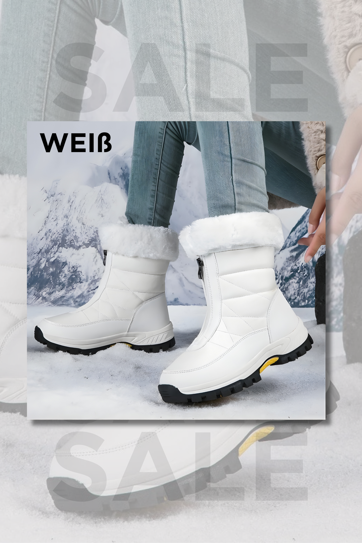 Damen Schneestiefel Reißverschluss rutschfest gefüttert solide warm bequem