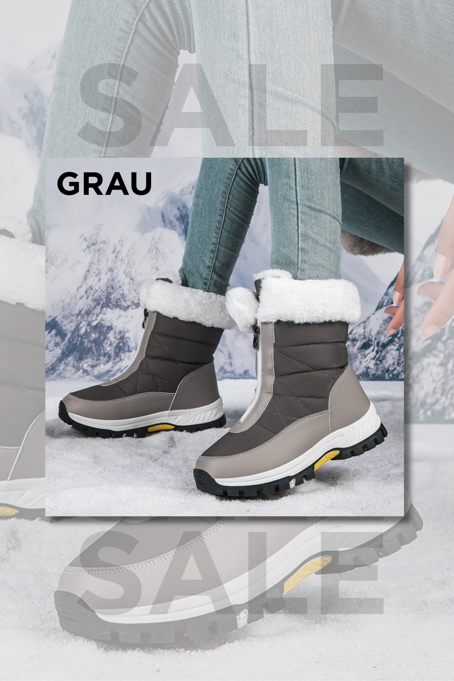 Damen Schneestiefel Reißverschluss rutschfest gefüttert solide warm bequem