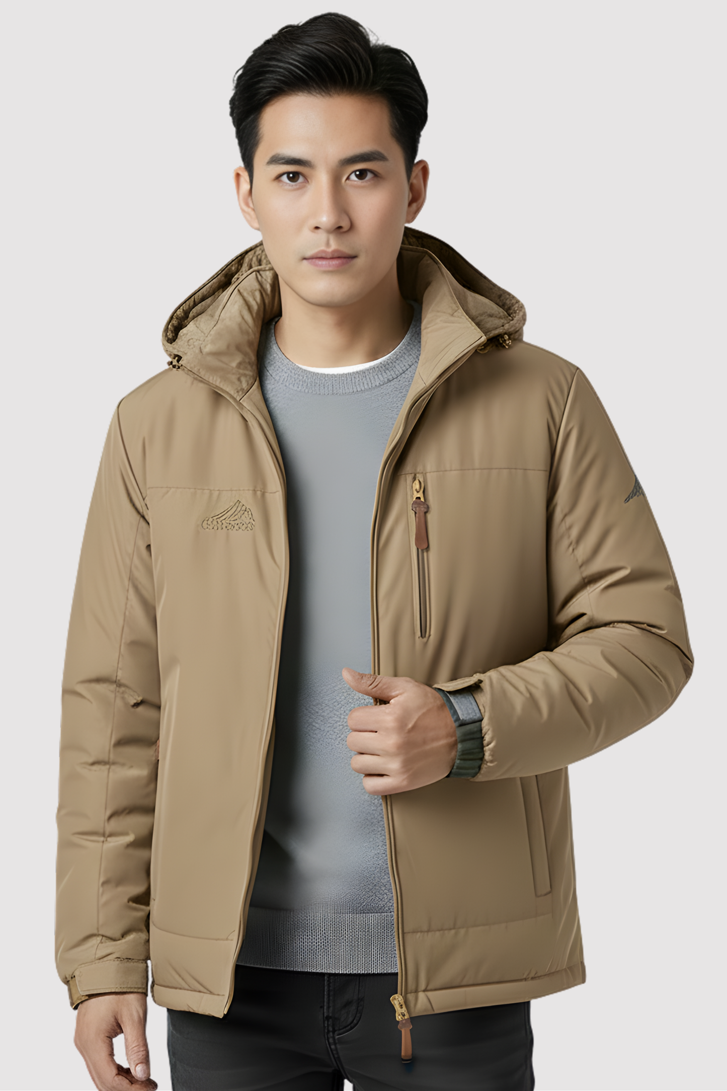 Herren Wintermantel Thermo Regular Fit Fleece gefüttert Wasserdicht Winddicht Kapuze abnehmbar