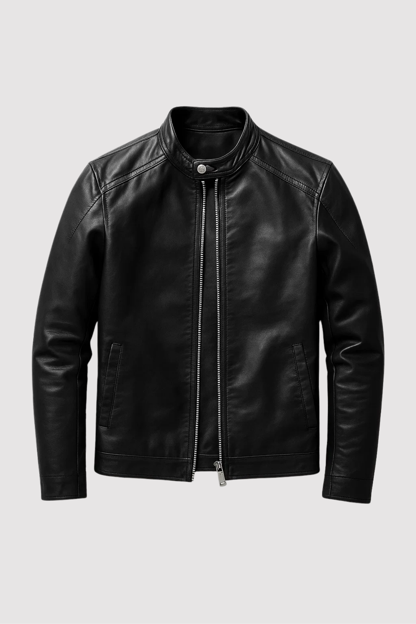 Herren Motorradjacke Regular Fit Kunstleder Vegan Biker Stil Casual Elegant Alltag Streetwear