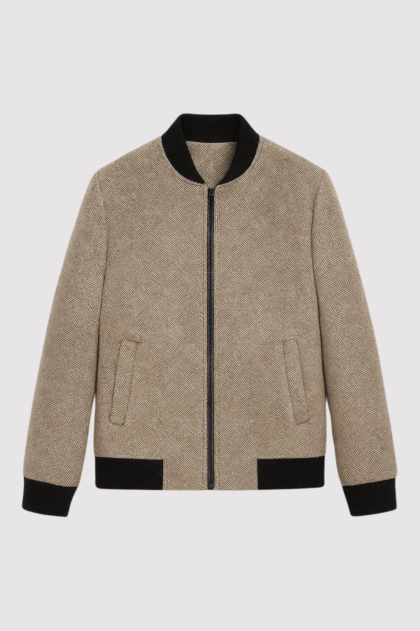 Herren Wolljacke Fischgrätmuster Stehkragen Eleganter Schnitt Klassischer Stil