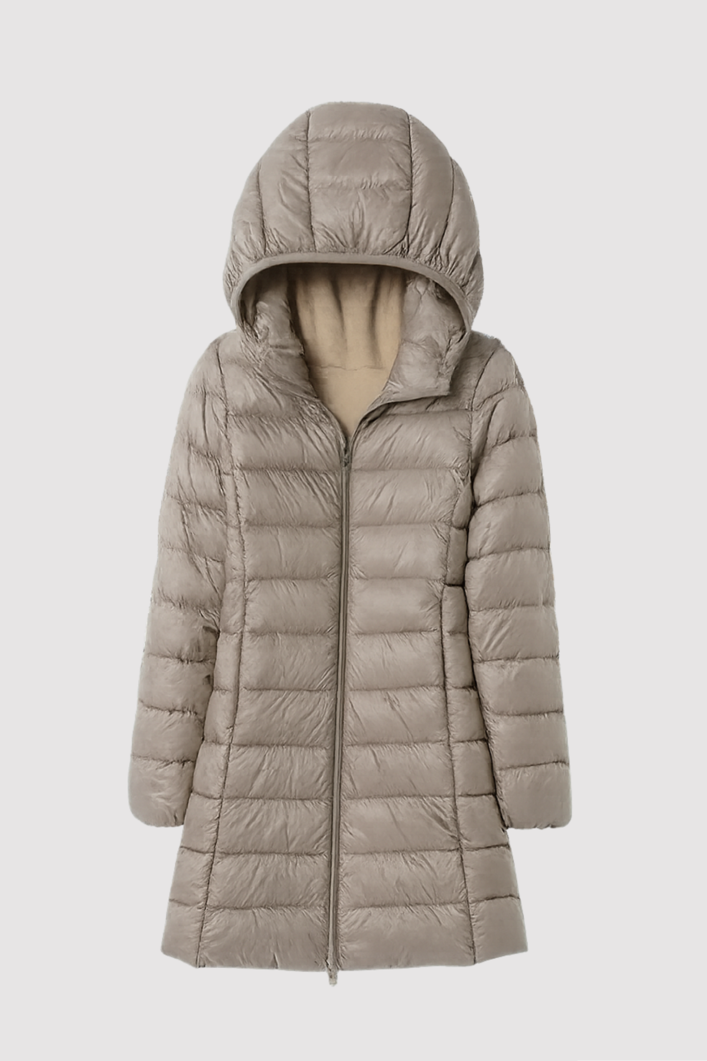 Damen Daunenjacke mit Kapuze, ultraleicht, wasserabweisend, packbar, schlichte Silhouette