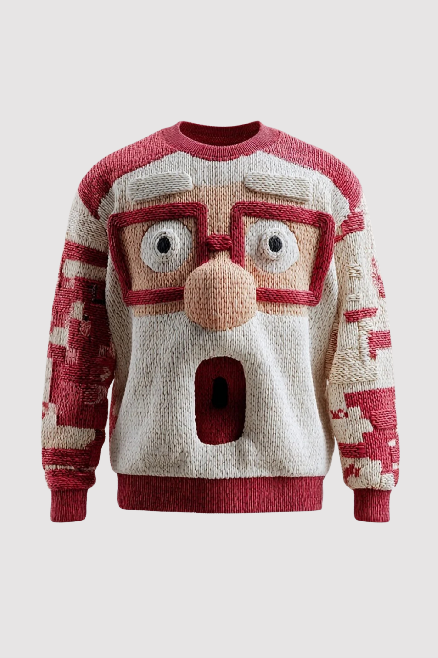 Herren Weihnachtspullover Rundhals Weihnachtsmann Muster stricken Langarm warm
