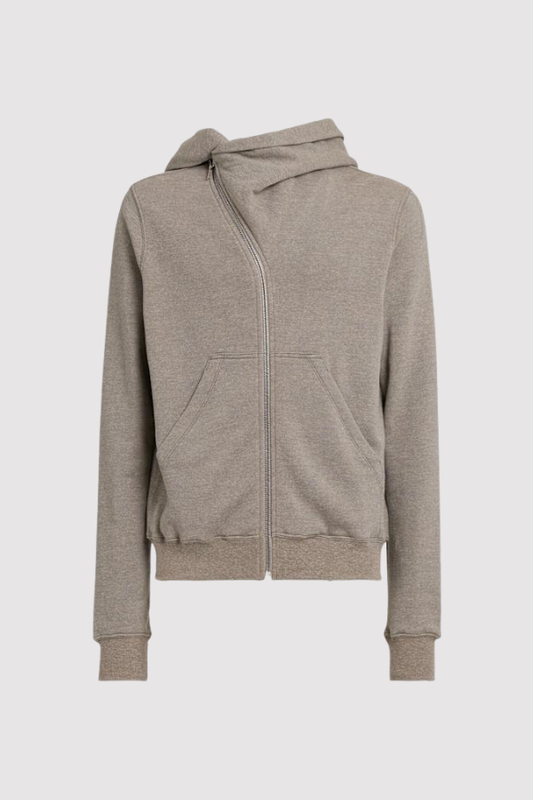 Herren Hoodie Grau Melange Reißverschluss Kapuze Regular Fit Alltag Freizeit