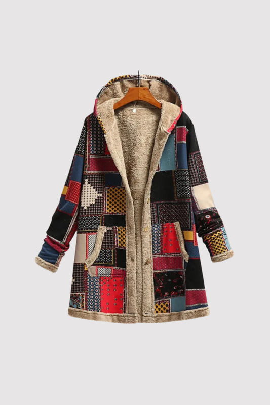 Damen Winterjacke Blumenmuster Kapuze Reißverschluss Kunstfell Fleece gefüttert Regular Fit Übergangs Winterjacke