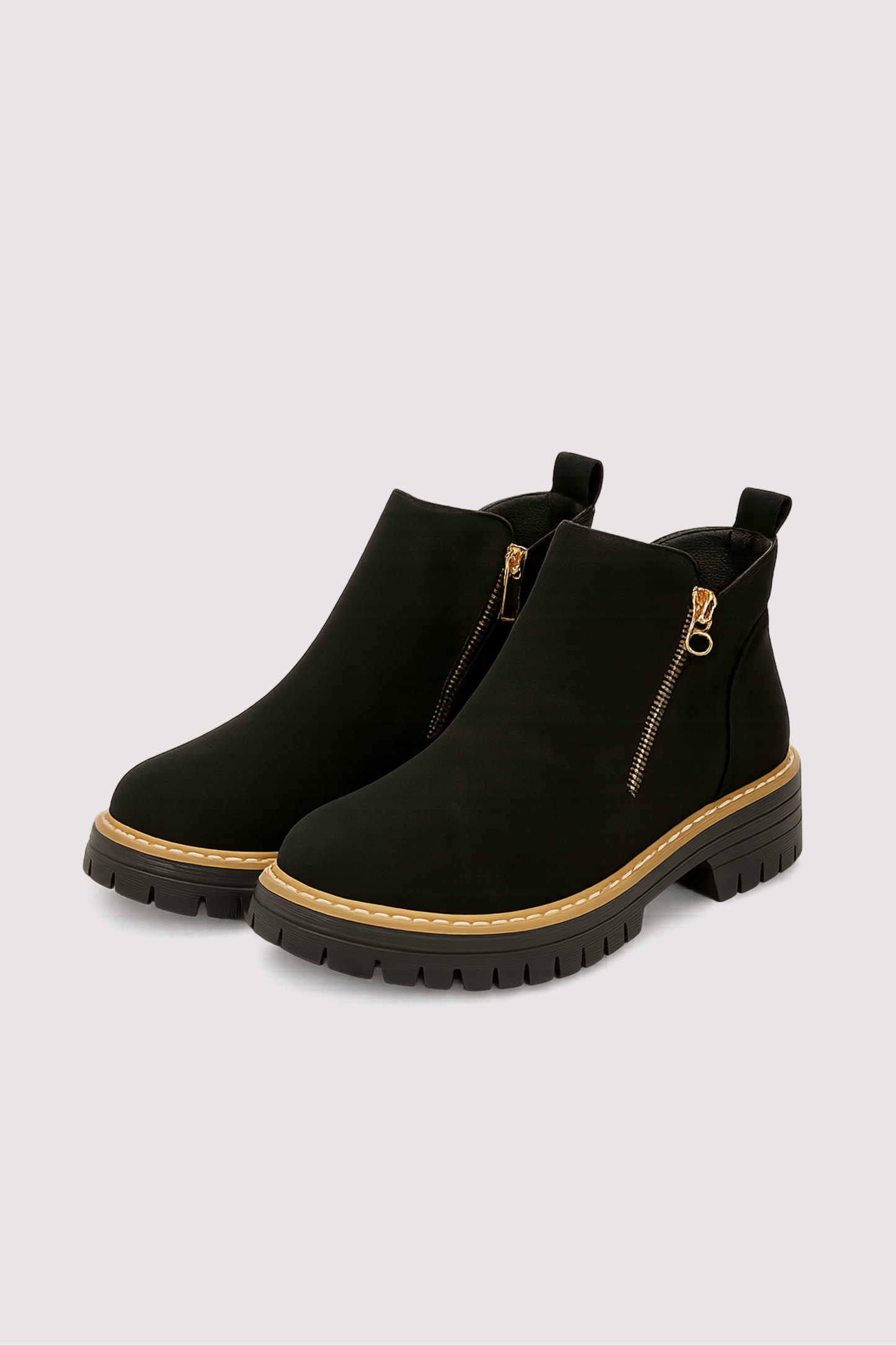 Damen-Slip-Boots mit Reißverschluss wasserabweisender Blockabsatz rund
