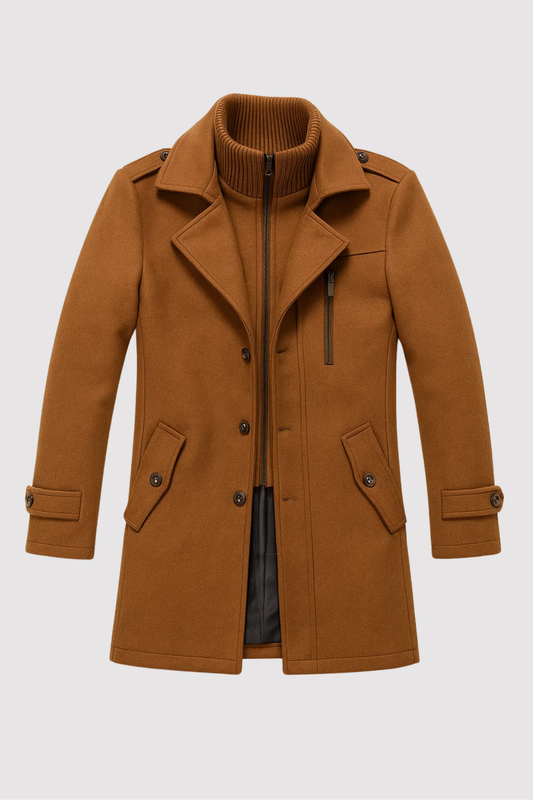 Herren Mantel Langarm Tailliert Reverskragen Reißverschluss Elegant Wintermantel Business Casual