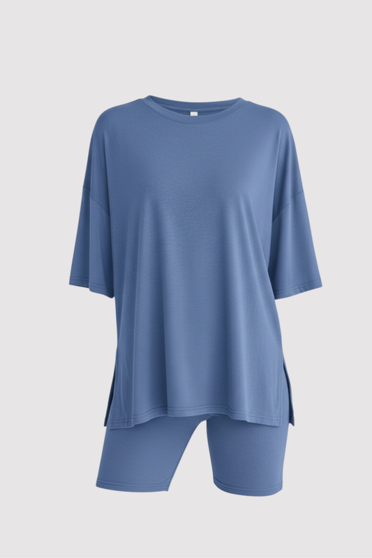 Damen T-Shirt und Shorts Set locker geschnitten hoch taillierte Shorts bequem atmungsaktiv vielseitig