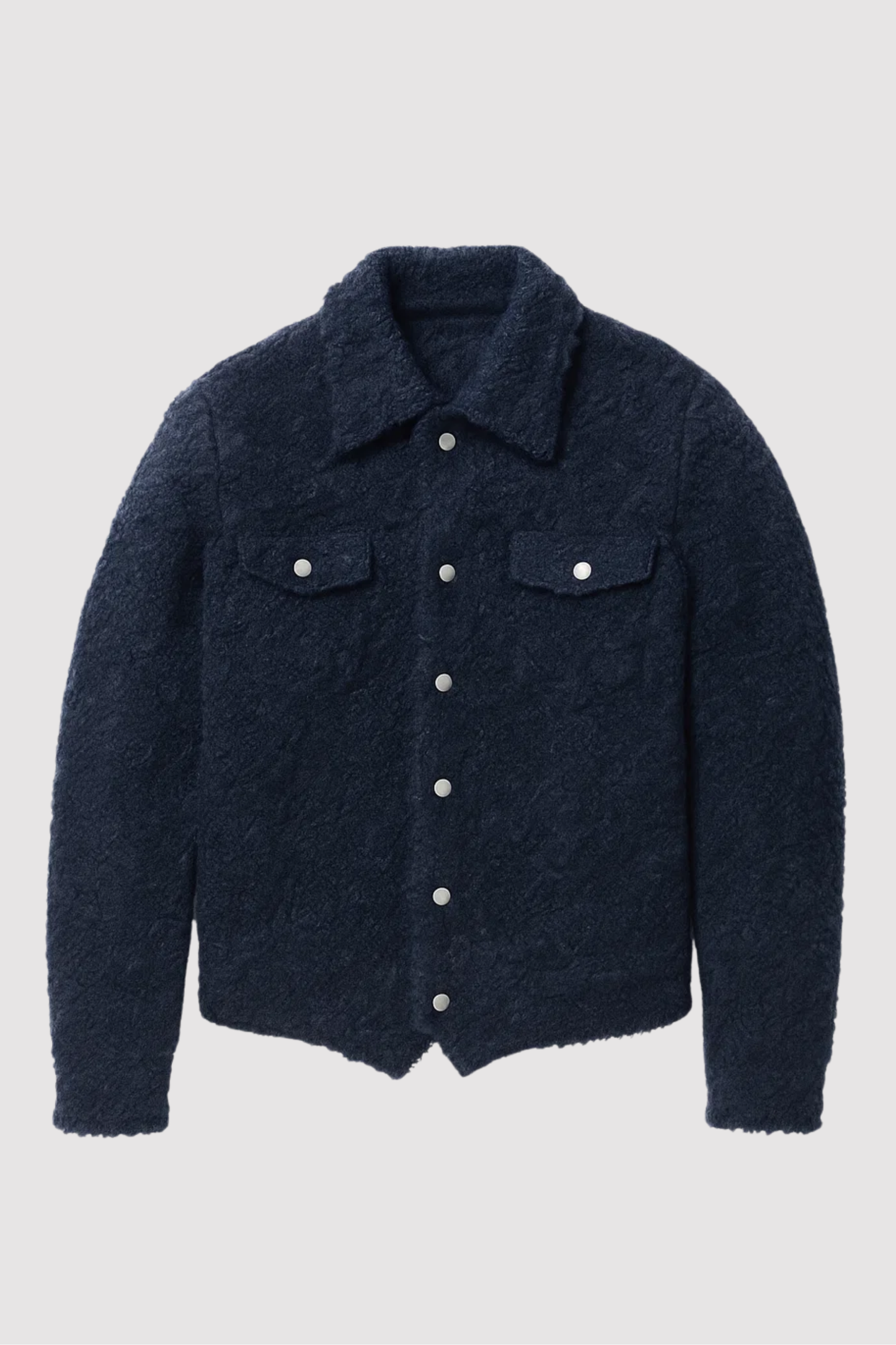 Herren Overshirt Navyblau Regular Fit Knopfverschluss Brusttaschen Langarm Übergangsjacke