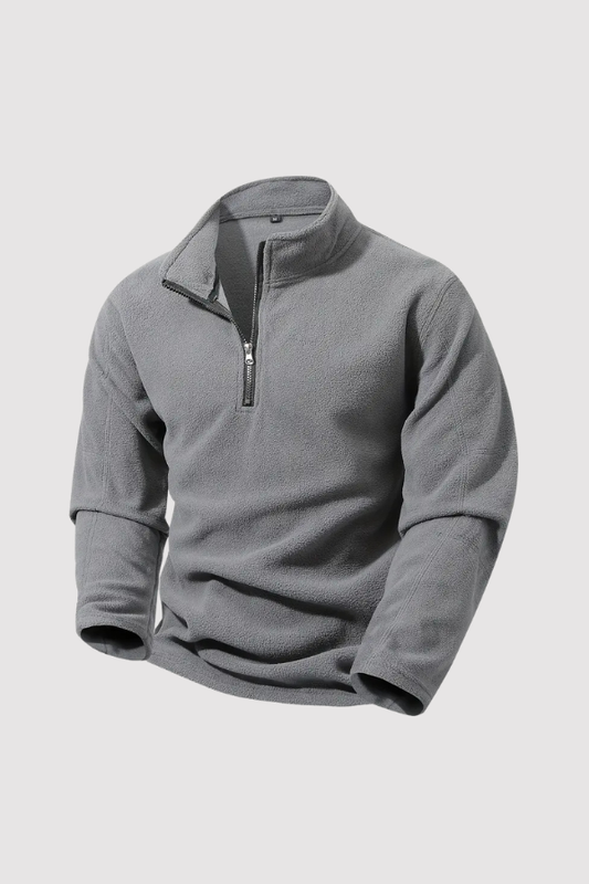 Herren Fleece Sweatjacke Halber Reißverschluss Stehkragen warm bequem