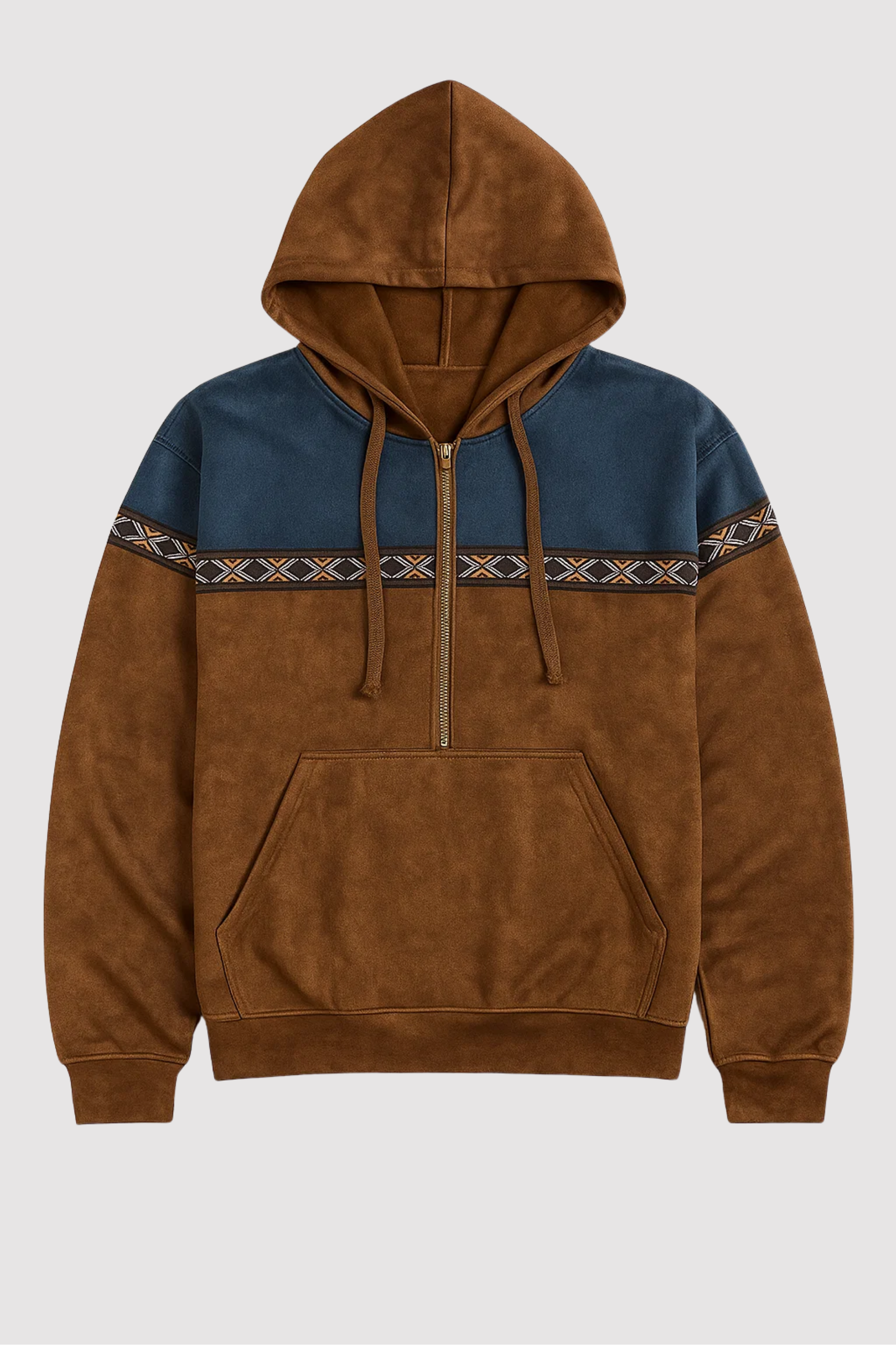 Herren Hoodie Langarm Kapuze Halber Reißverschluss Regular Fit Muster Freizeit Pullover