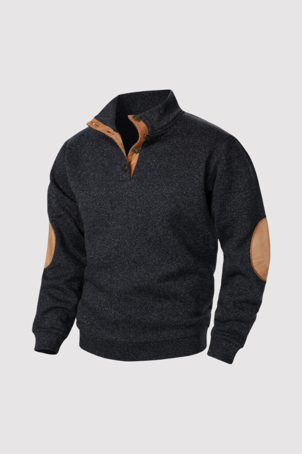 Herren Strickpullover Stehkragen Knopfleiste Langarm bequem elegant