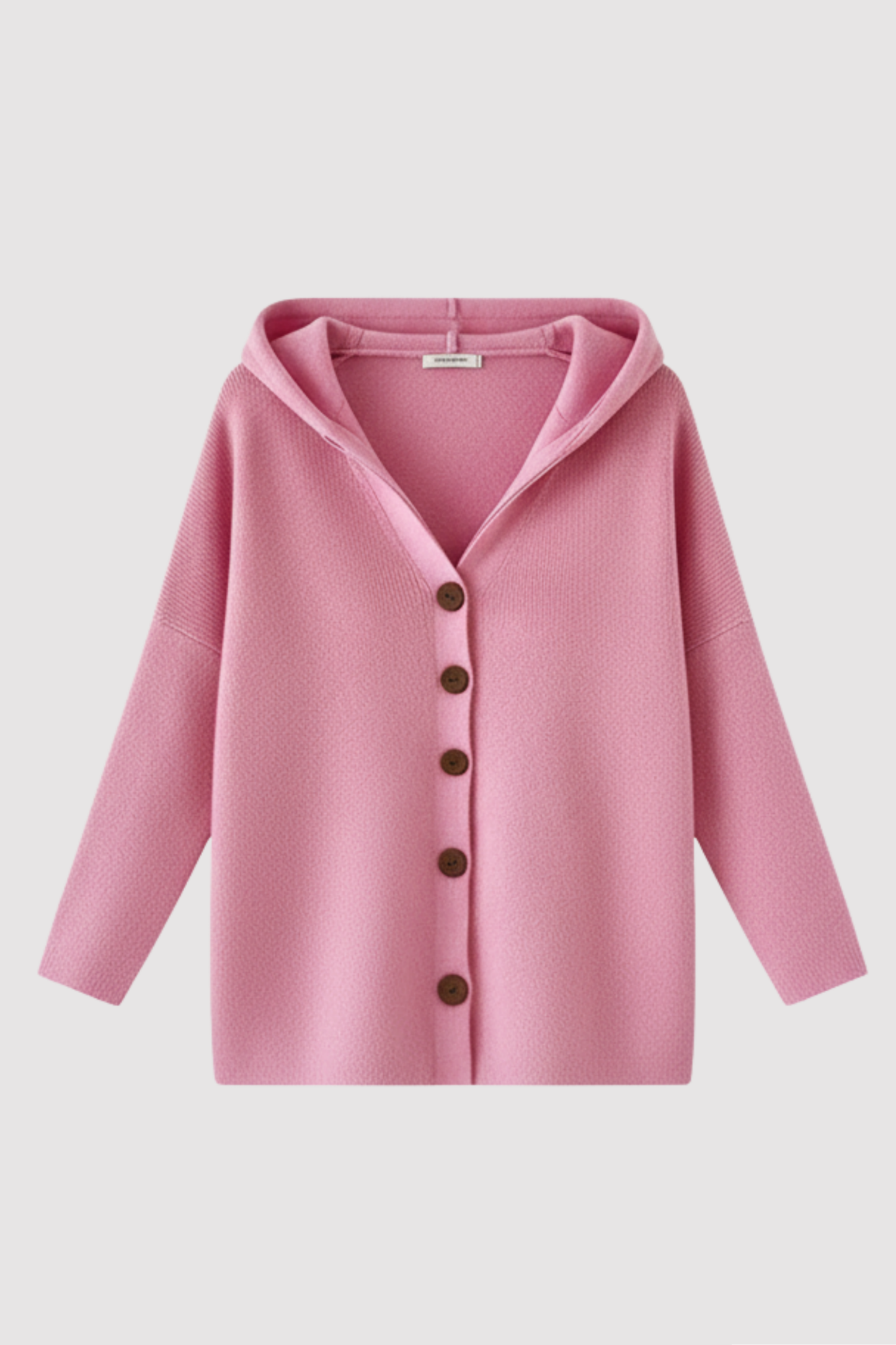 Damen Strickjacke Kapuze Regular Fit Knopfverschluss Leicht Warm Freizeit Ganzjahresjacke