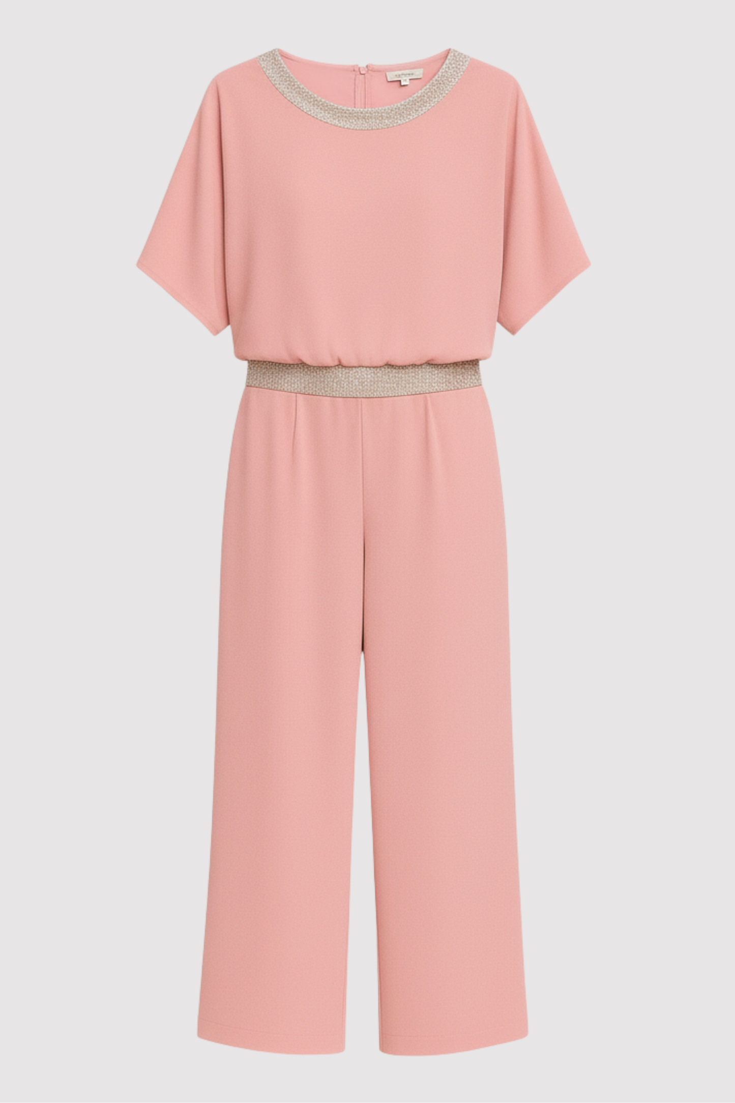 Damen Zweiteiler Set elegant Chiffon Top mit Fledermausärmeln und lange Hose locker geschnitten mit Pailletten Details