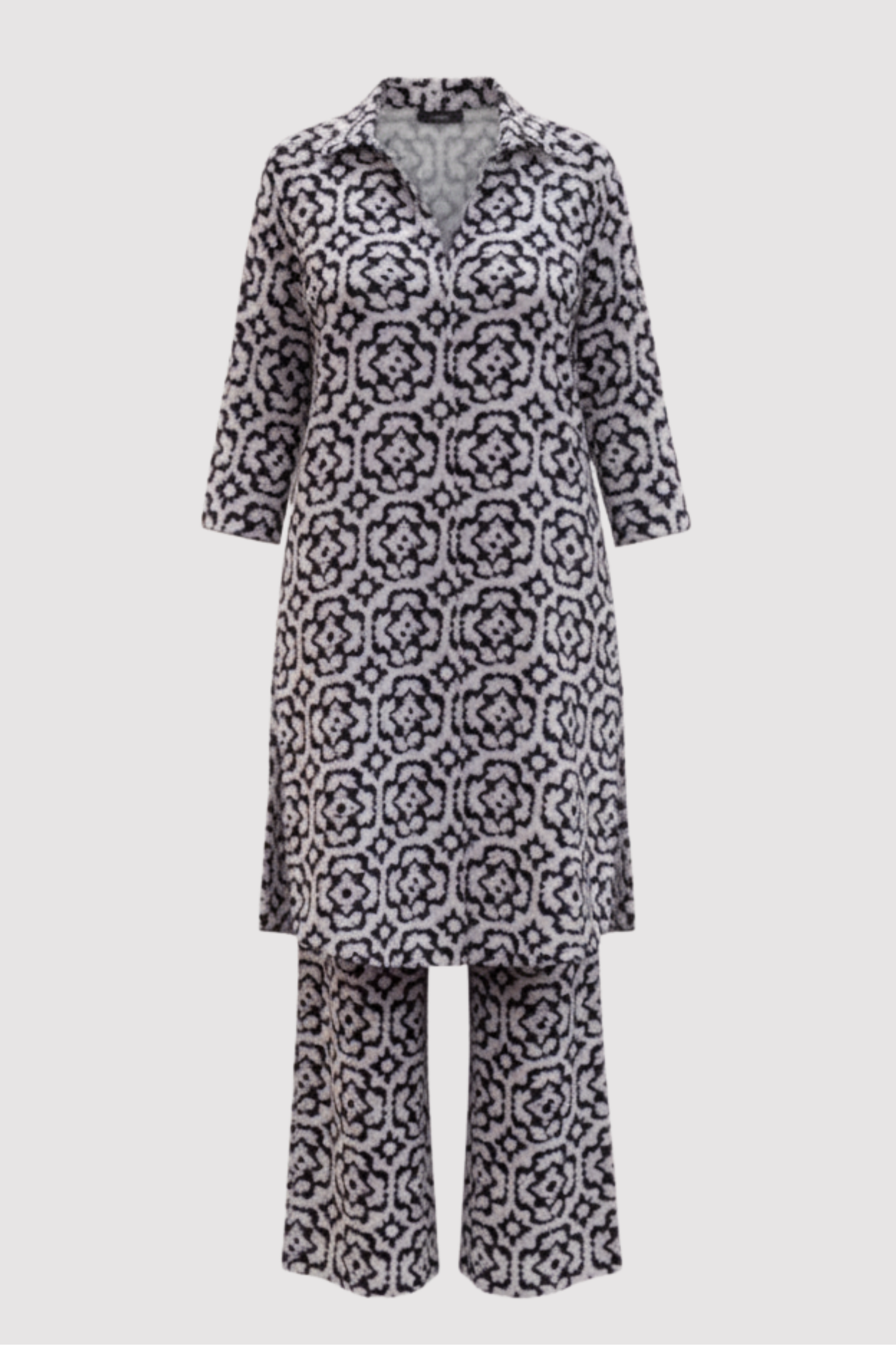 Damen Zweiteiler Set geometrisches Muster locker geschnitten bequem vielseitig kombinierbar elegante Passform
