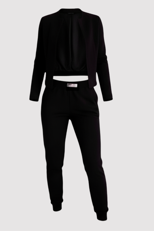 Damen Anzug Slim Fit einfarbig mit Reißverschluss-Details elegant bequeme Passform atmungsaktiv