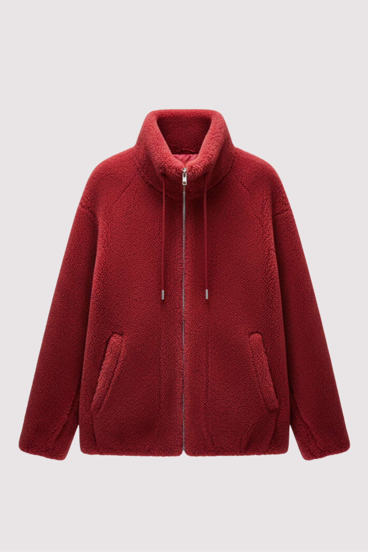 Damen Fleecejacke Warm Stehkragen Kordelzug Regular Fit Weich Freizeit Übergang