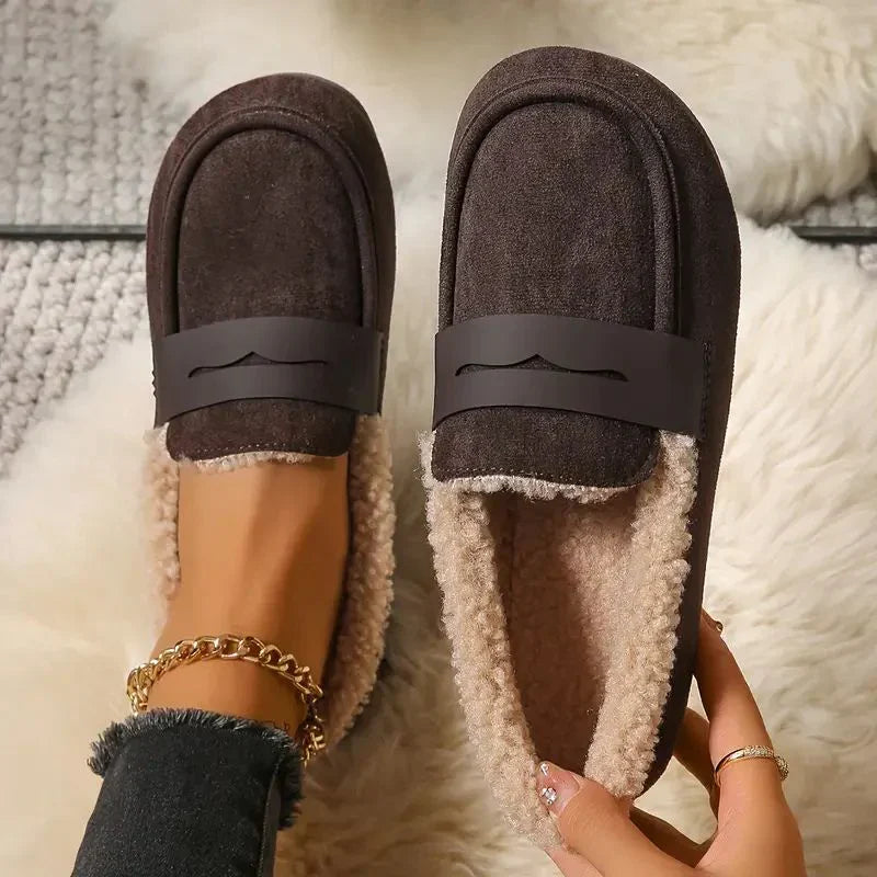 Damen Winter Mokassins gefüttert rutschfest flexibel warm bequem