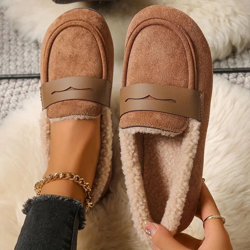 Damen Winter Mokassins gefüttert rutschfest flexibel warm bequem