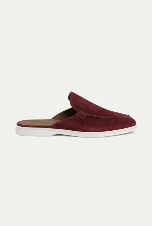 Herren Mule Bordeaux offen atmungsaktiv mit Veloursleder und leichter Gummisohle