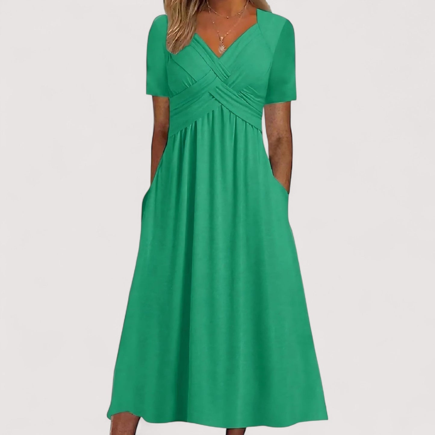 Damen Midikleid A-Linie locker Passform weich bequem vielseitig elegant