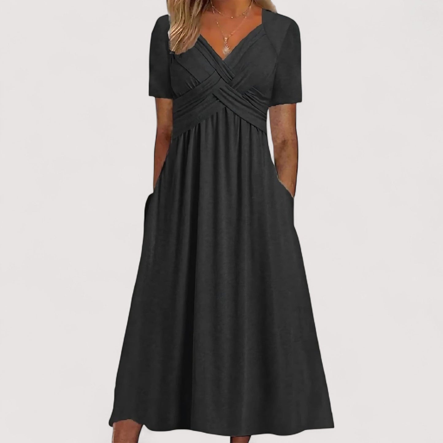Damen Midikleid A-Linie locker Passform weich bequem vielseitig elegant