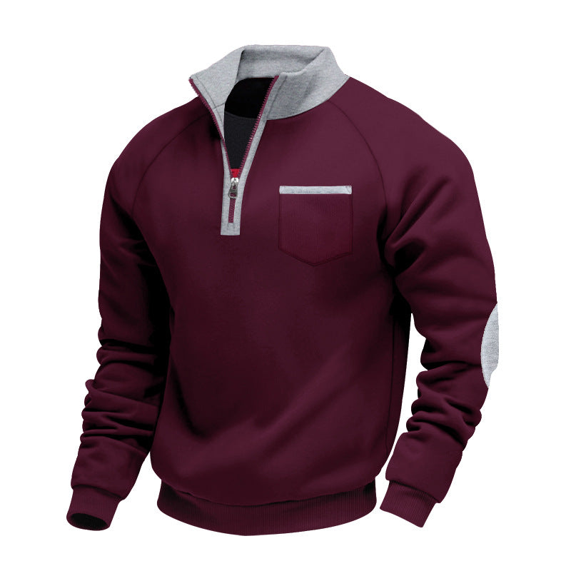 Herren Pullover halber Reißverschluss Stehkragen bequem warm atmungsaktiv normale Passform