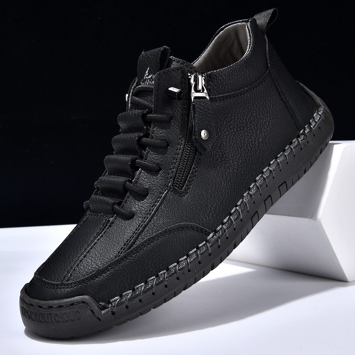 Herren Schuhe Nubukleder seitlicher Reißverschluss gepolstert rutschfeste Gummisohle flexibel Alltag