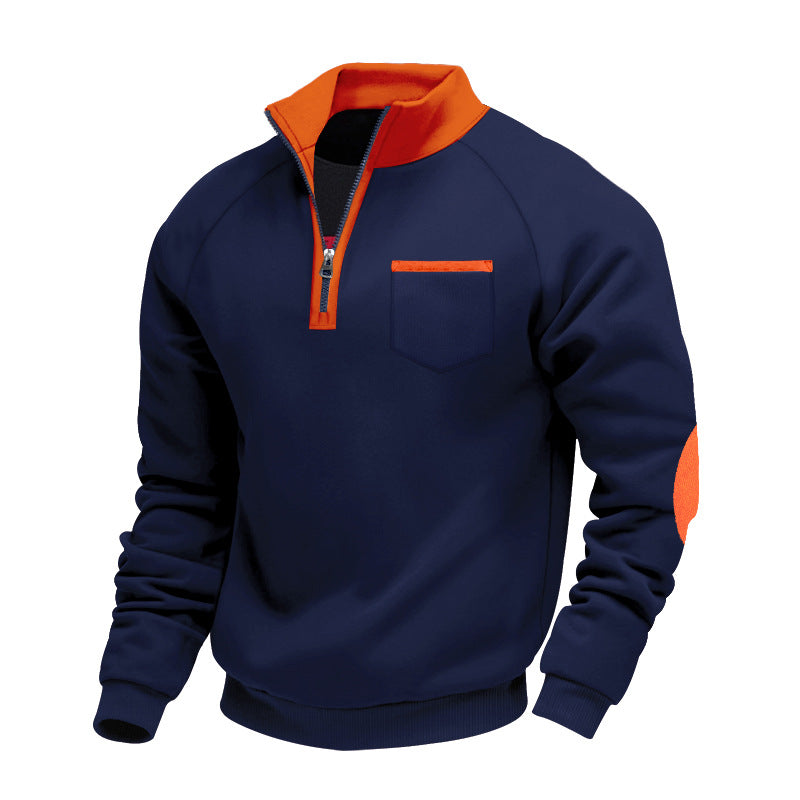 Herren Pullover halber Reißverschluss Stehkragen bequem warm atmungsaktiv normale Passform