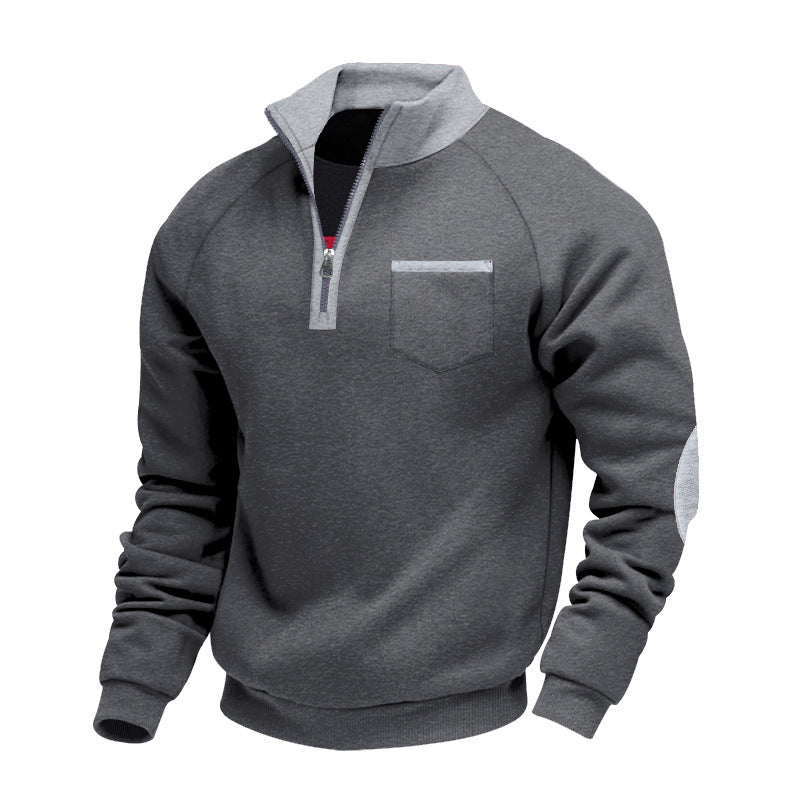 Herren Pullover halber Reißverschluss Stehkragen bequem warm atmungsaktiv normale Passform