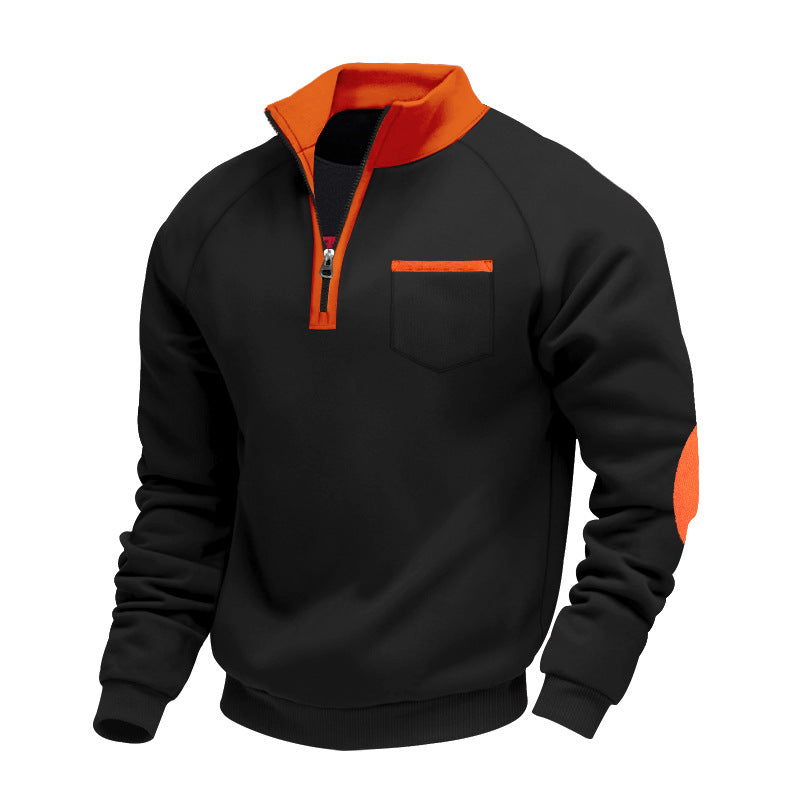 Herren Pullover halber Reißverschluss Stehkragen bequem warm atmungsaktiv normale Passform