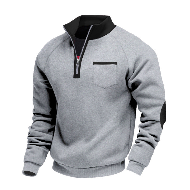 Herren Pullover halber Reißverschluss Stehkragen bequem warm atmungsaktiv normale Passform
