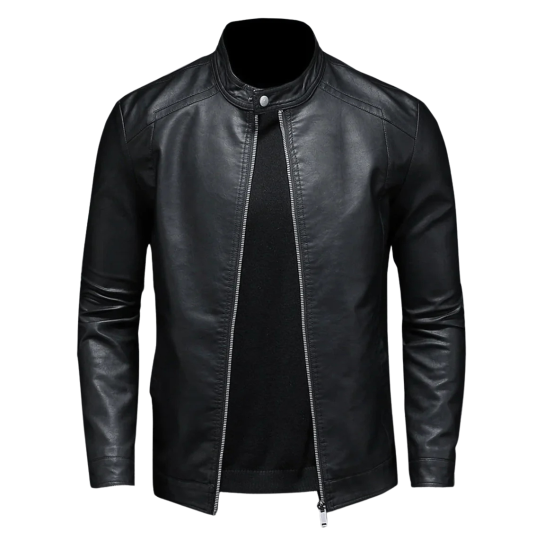 Herren Motorradjacke Regular Fit Kunstleder Vegan Biker Stil Casual Elegant Alltag Streetwear