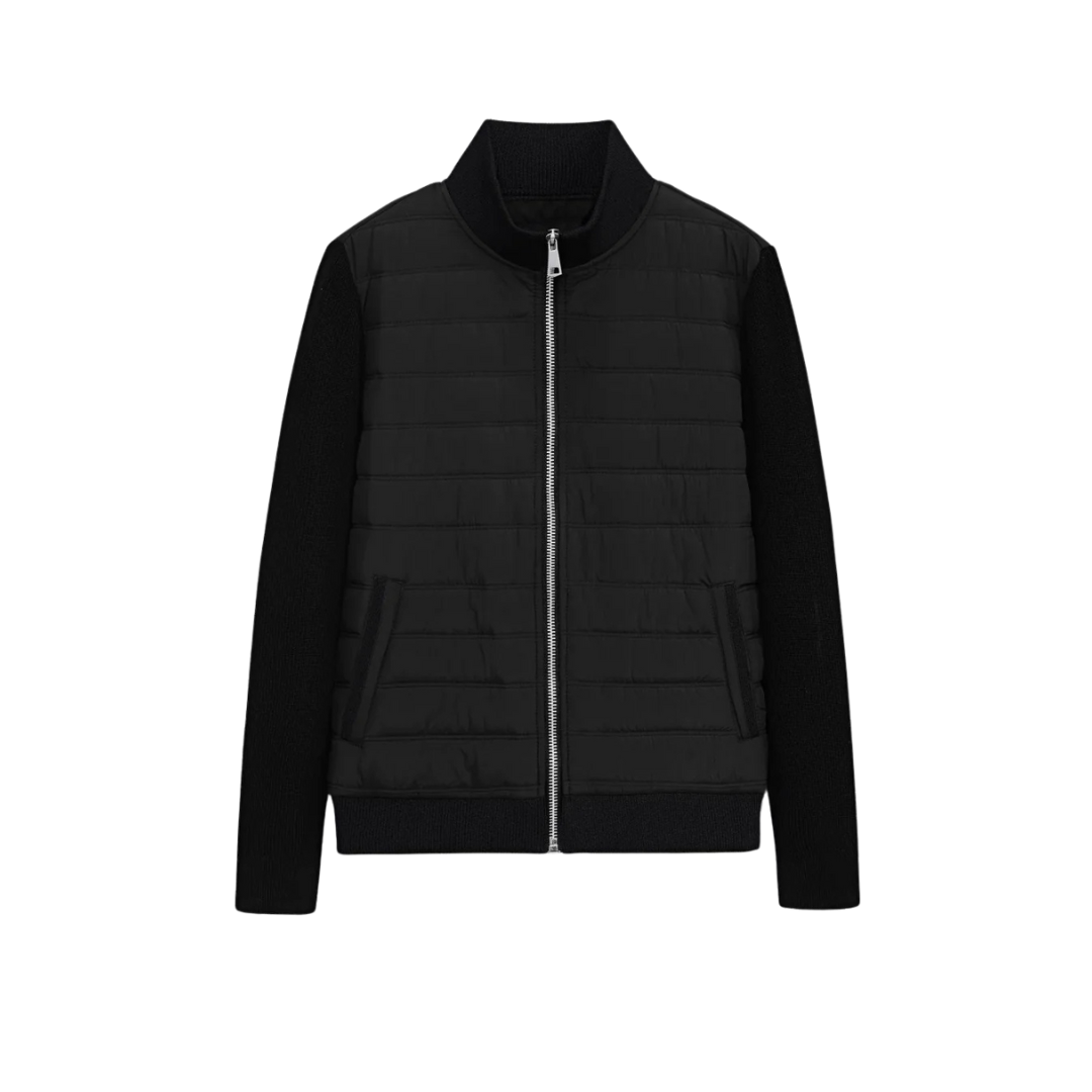 Herren Jacke Regular Fit Stepp Strick Ärmel Hybrid Reißverschluss Alltag Freizeit Warm Polyester