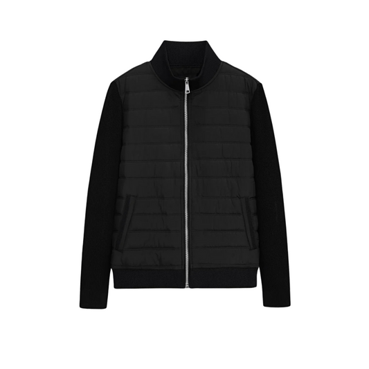 Herren Jacke Regular Fit Stepp Strick Ärmel Hybrid Reißverschluss Alltag Freizeit Warm Polyester