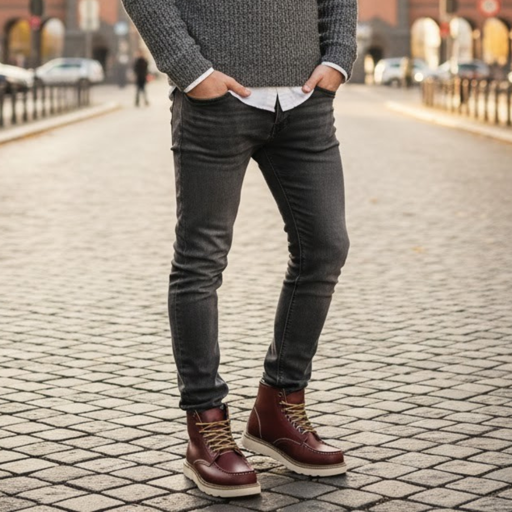 Herren Retro Stiefel gefüttert warm knöchelhoch komfortabel rutschfeste Sohle
