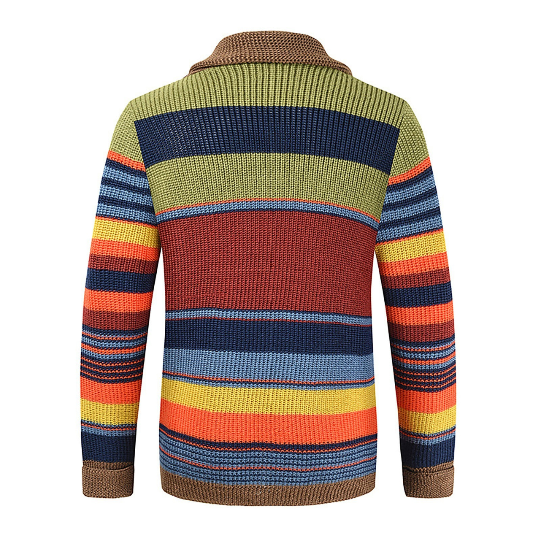 Damen Strickjacke Langarm Knopfleiste Bunt Muster Regular Fit Wollmischung Freizeit Winter Cardigan