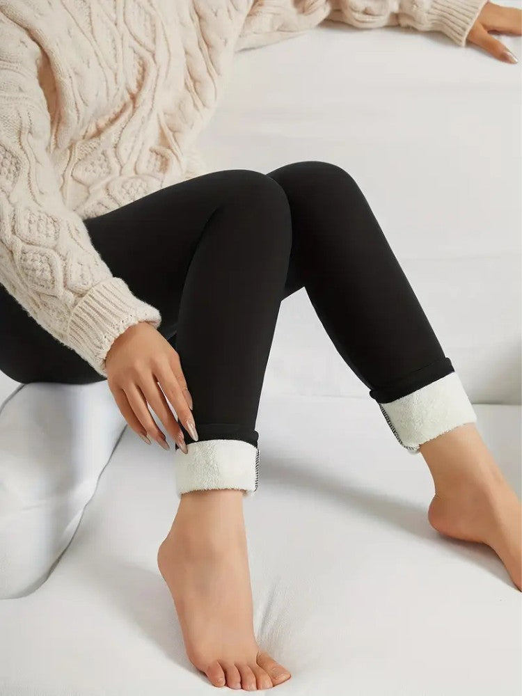 Damen Leggings hohe Taille Fleece gefüttert dehnbare warme Hülle
