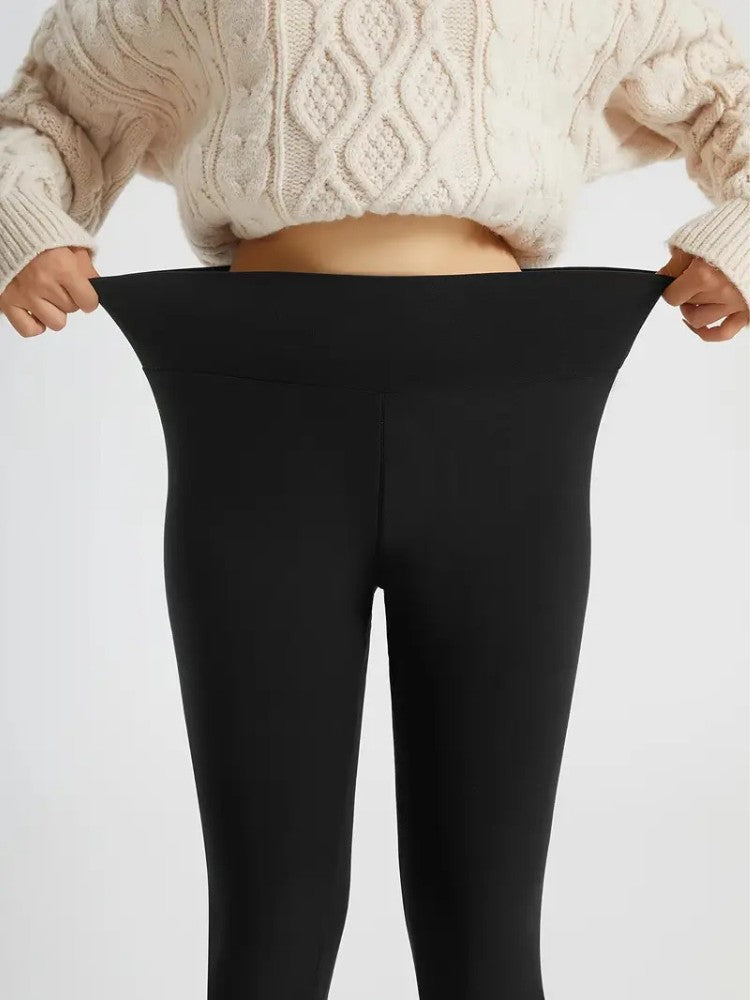 Damen Leggings hohe Taille Fleece gefüttert dehnbare warme Hülle