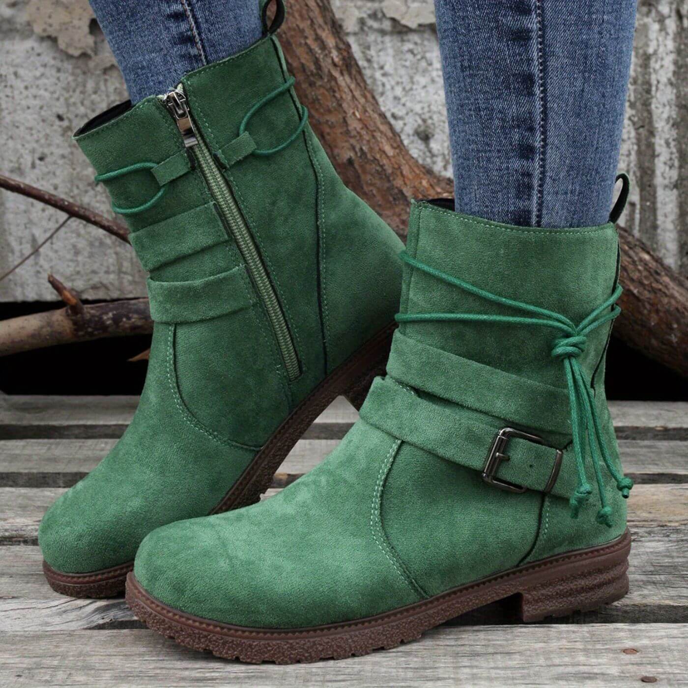 Damen Winterstiefel Blockabsatz Reißverschluss rutschfest warm bequem