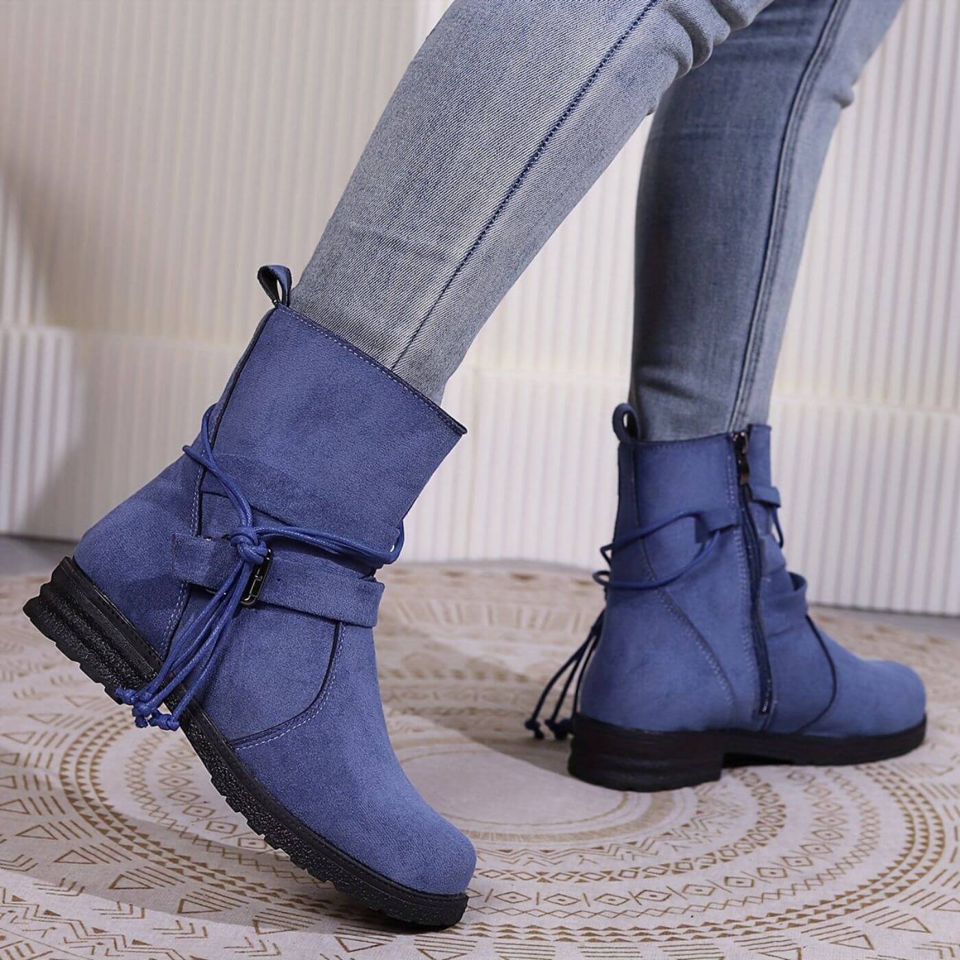 Damen Winterstiefel Blockabsatz Reißverschluss rutschfest warm bequem